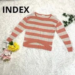 INDEX ボーダーニット 長袖 ベージュ×オレンジ 配色 きれいめ