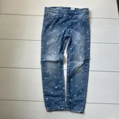 デニムブルー ドット柄 デニム　レギンス 100cm