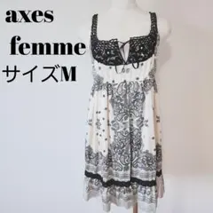 axes femme 可憐花柄 ノースリーブ ワンピース ひざ丈 M A0669