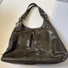 COACH コーチ　ダークグレー 合成皮革 ハンドバッグ