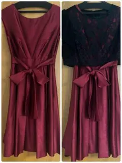 AIMERの羽織り付きパーティドレス ワインレッド 赤