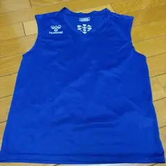hummel 青 ノースリーブシャツ Vネック　140センチ