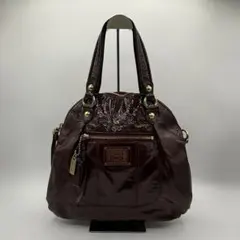 コーチ COACH POPPY 2WAYトートバッグ エナメル ボルドー