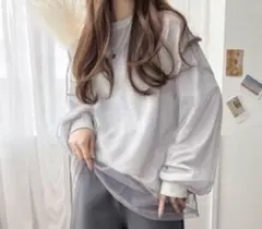 JaVa グレー チュール付きロンT