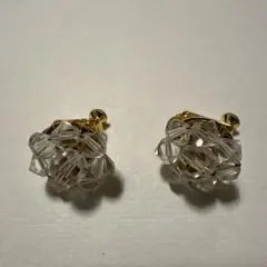 クリスタル 花形 イヤリング ゴールド