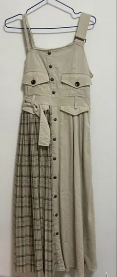 REDYAZEL ロング ジャンパースカート ワンピース ベージュ