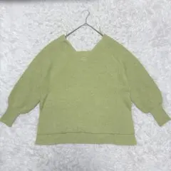 プチフルール Vネック 背中あき ニット セーター レディース シンプル F