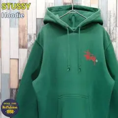 即完モデル‼︎】STUSSY◇ストックロゴ 緑 パーカー D190 - メルカリ