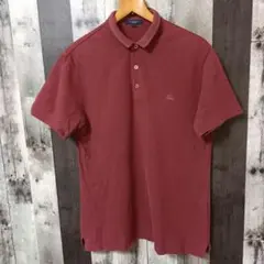 バブアー Barbour 半袖 ポロシャツ 鹿の子 古着 L ボルドー えんじ色 