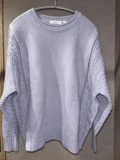 ニコアンド 編み地柄切り替えニット プルオーバー ラベンダー パープル
