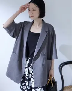 【Aunely】すぐサラ リネンタッチ ひんやり 半袖 シャツジャケットのサムネイル