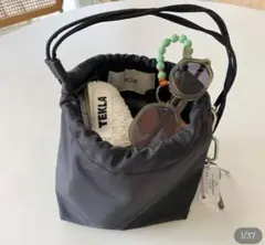 nugu poik ドローストリング　ショルダーバッグ　グレー