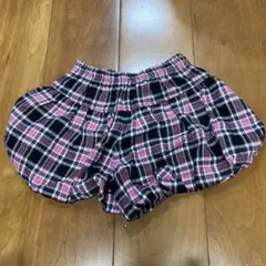 ③フリル付き黒とピンクのチェックパンツ120センチ