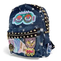 デニム バックパック リュック ダメージ Y2K ワッペン スタッズ 刺繍