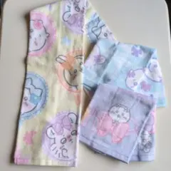 ちいかわリボン♡フェイスタオル１枚・ハンドタオル２枚【春色】しまむら