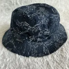 STUSSY リバーシブル バケットハット総柄　ネイビー　ブラウン　男女兼用