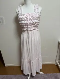 Olive des Oliveフリル付きピンクキャミワンピース