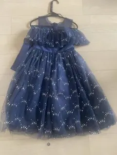 ネイビー チュール フォーマルドレス 花柄刺繍のサムネイル