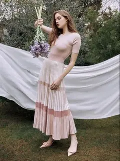 エイミーイストワール カラーレイヤーボートネックニットワンピース F