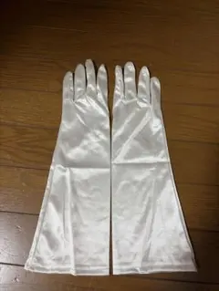 オフホワイト サテン セミロンググローブ 38cm