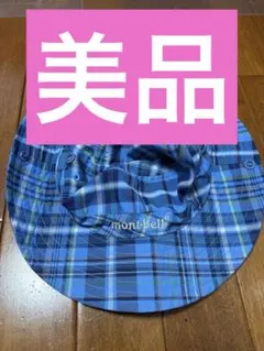 【美品】モンベル キッズ ハット 51-54cm ブルーチェックのサムネイル