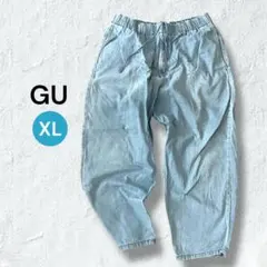 GU デニムイージーアンクルパンツ XL ライトブルー ウエストゴム