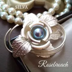 洋銀 SILVER 本真珠 グレーパール シルバーローズブローチ 母の日 結婚式