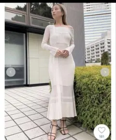 スナイデル snidel シアーブロッキングニットワンピース アイボリー IVR