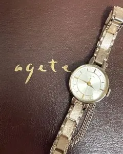 【美品・電池交換済】 agete ラウンドフェイスウォッチ 腕時計 ゴールドのサムネイル