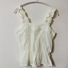 Wcloset レディース ビスチェ ジレ ホワイト レース フリル コットンFのサムネイル