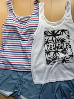 新品タグ付♪水着Sサイズ♪4点セット♪ストライプタンクトップとショートパンツ