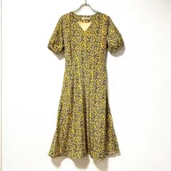 ✨良品✨ イーハイフンワールドギャラリー F ♡ Vネックワンピース 花柄 黄