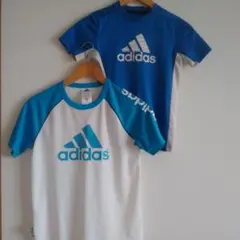 adidas ラグランTシャツ ホワイト/ブルー140、150