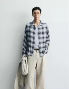 ZARA フルイドチェック柄シャツ　Mサイズのサムネイル