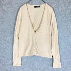 特価品✨クリスチャンオジャール（M）長袖カーディガン☘️ベージュ/綿/透け感/
