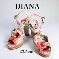 ✨未使用品✨ DIANA マルチカラー 花柄 ハイヒールサンダル　22.5cm
