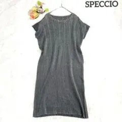 SPECCIO スペッチオ L シャトルプリーツ ワンピース ビジュー ラメ