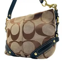 美品 コーチ ショルダーバッグ アクセサリーポーチ ブラウン キャンバス y2k