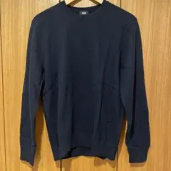 ユニクロ ネイビー カシミヤクルーネック セーター