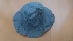 バケットハット 青と白のストライプ　リバーシブル