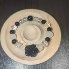 黒いローズモチーフのブレスレット 15cm