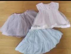 petit mainプティマイン3点セット　チュールスカート・カットソー