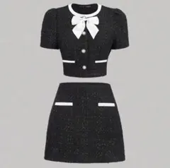 ブラックツイードリボンセットアップ