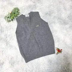 【Crocodile】クロコダイル (M) ニットベスト Vネック シンプル 灰