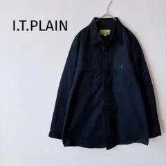 【I.T.PLAIN】シャツジャケット 羽織り メンズM 無地 シンプル 綿混み