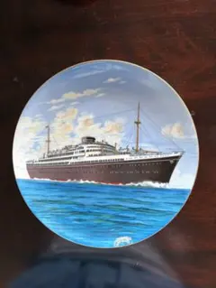 オールドノリタケ￼ 帆船 林直三筆 飾皿 やじろべ印(高級品) 1912〜40