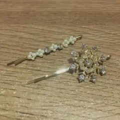 ヘアピン　雪の結晶とパール　結婚式