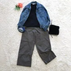 h211　セブンアイデイコンセプト【40】ワイドパンツ/総柄/後ゴム/前後ボッケ