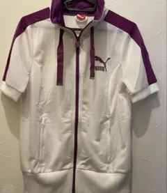 PUMA ホワイト パープル ジップアップパーカー