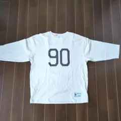 coen 90プリント 七分袖　Tシャツ X-LARGE　オフホワイト